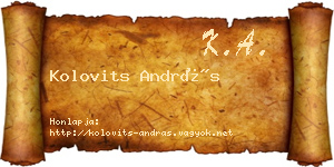 Kolovits András névjegykártya